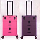 pink makeup case on wheels with drawers