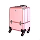 pink rolling makeup train case