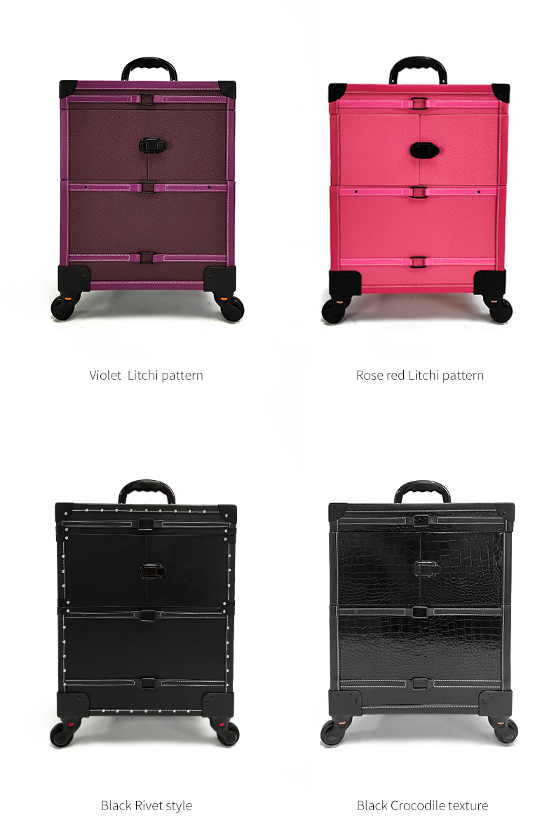 ABS Rolling Professional Nail Train Case Makeup Case detail 13