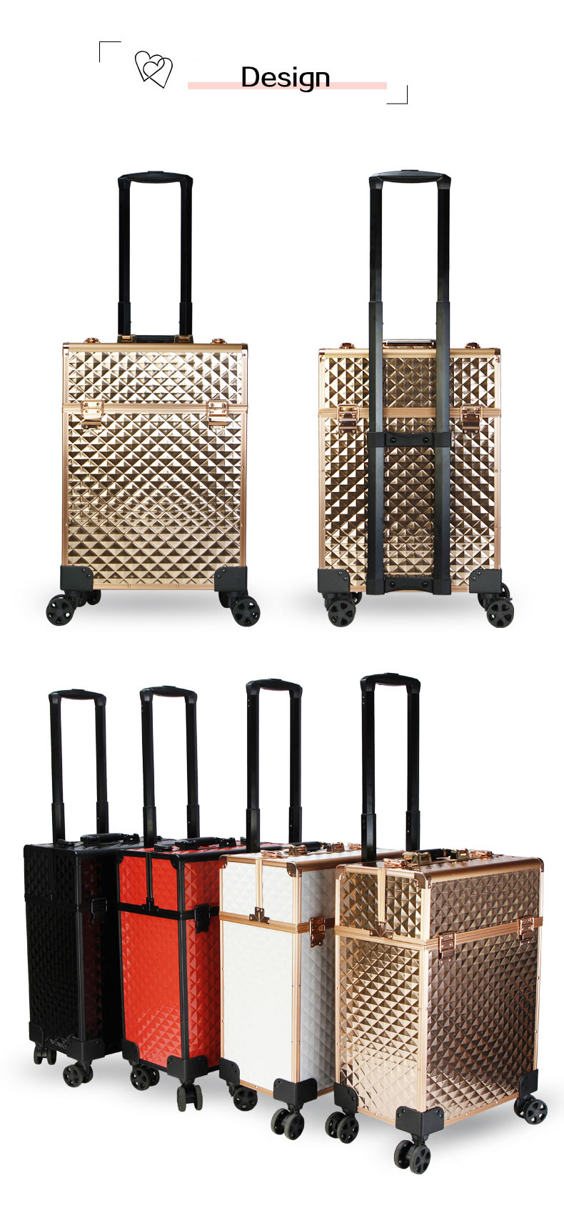 rolling cosmetic makeup case