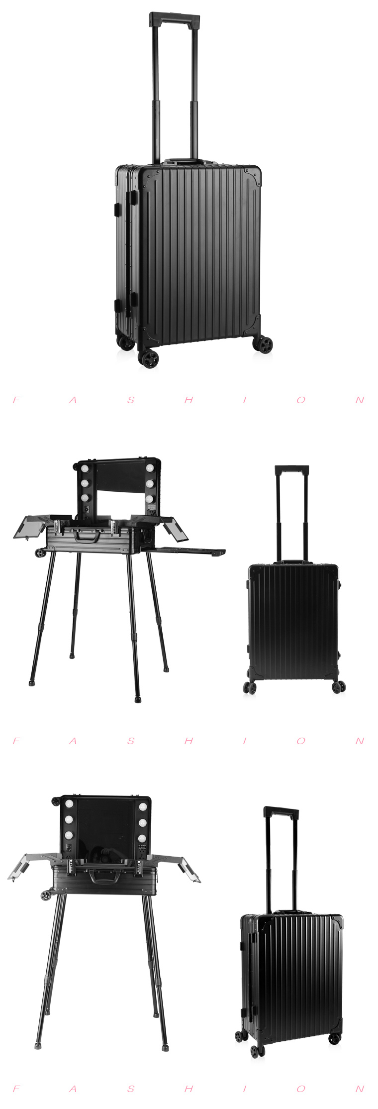 Aluminum Travel Makeup Vanity Case with Lights detail 08