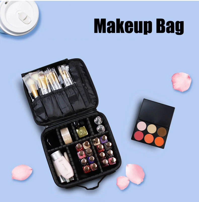 Mini Oxford black makeup brush bag detail 01