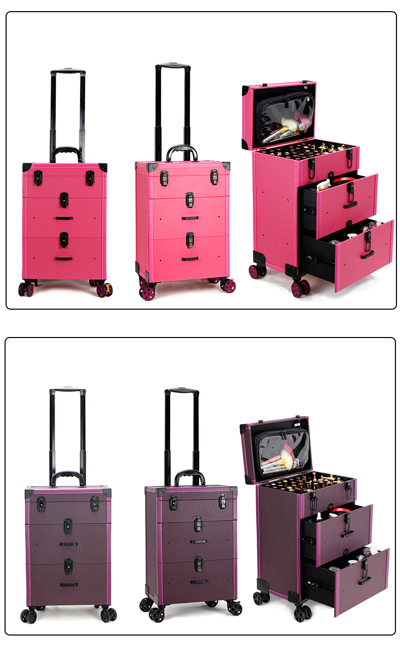 Large Makeup Case on Wheels With Drawers detail 16