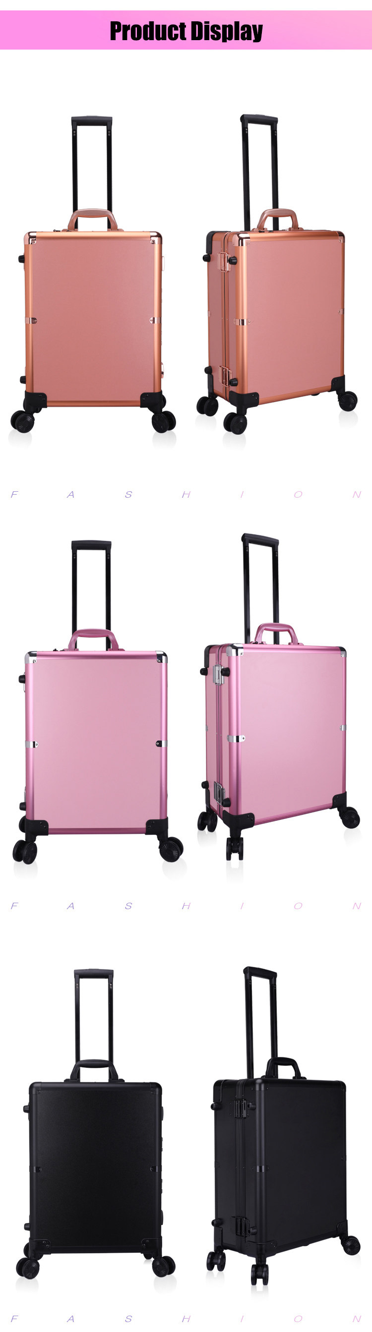 ABS+AluminumMakeup Organizer Case with insert LED light Mirror Detail 05