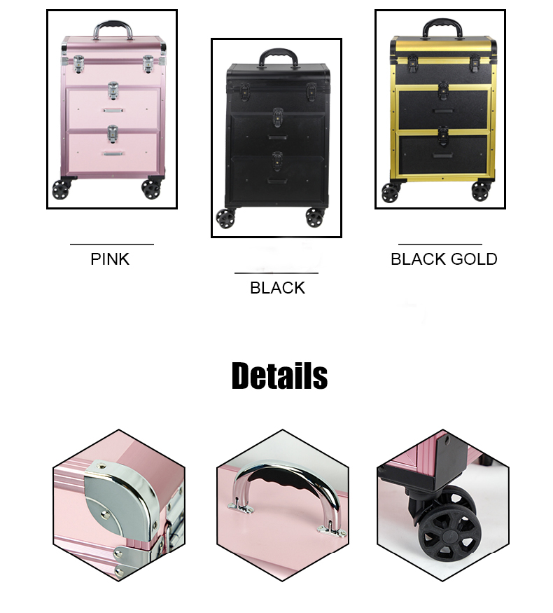 rolling trolley makeup case