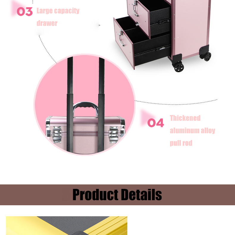 rolling trolley makeup case