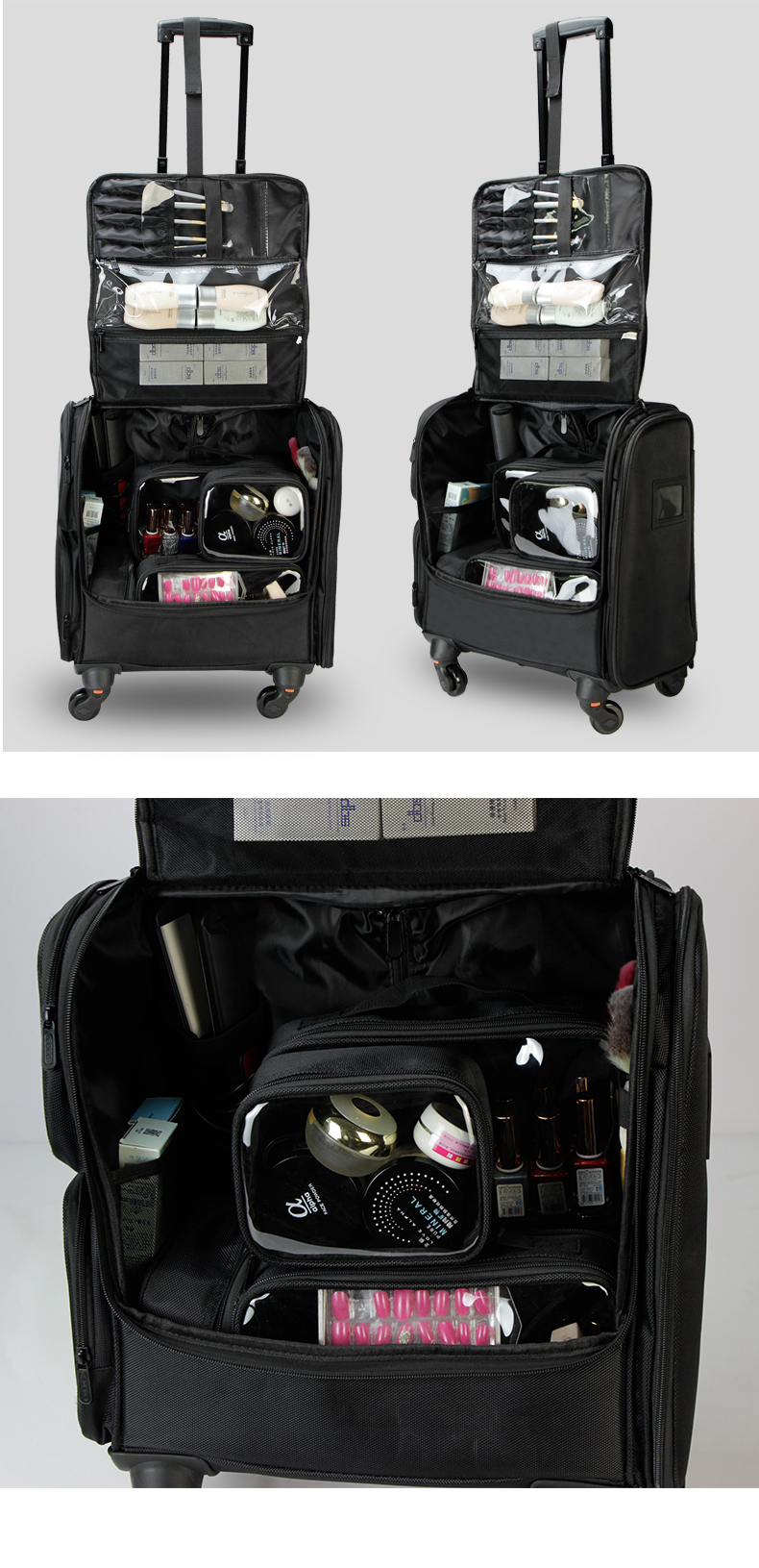 Oxford Professional Makeup Suitcase with Wheels detail 13