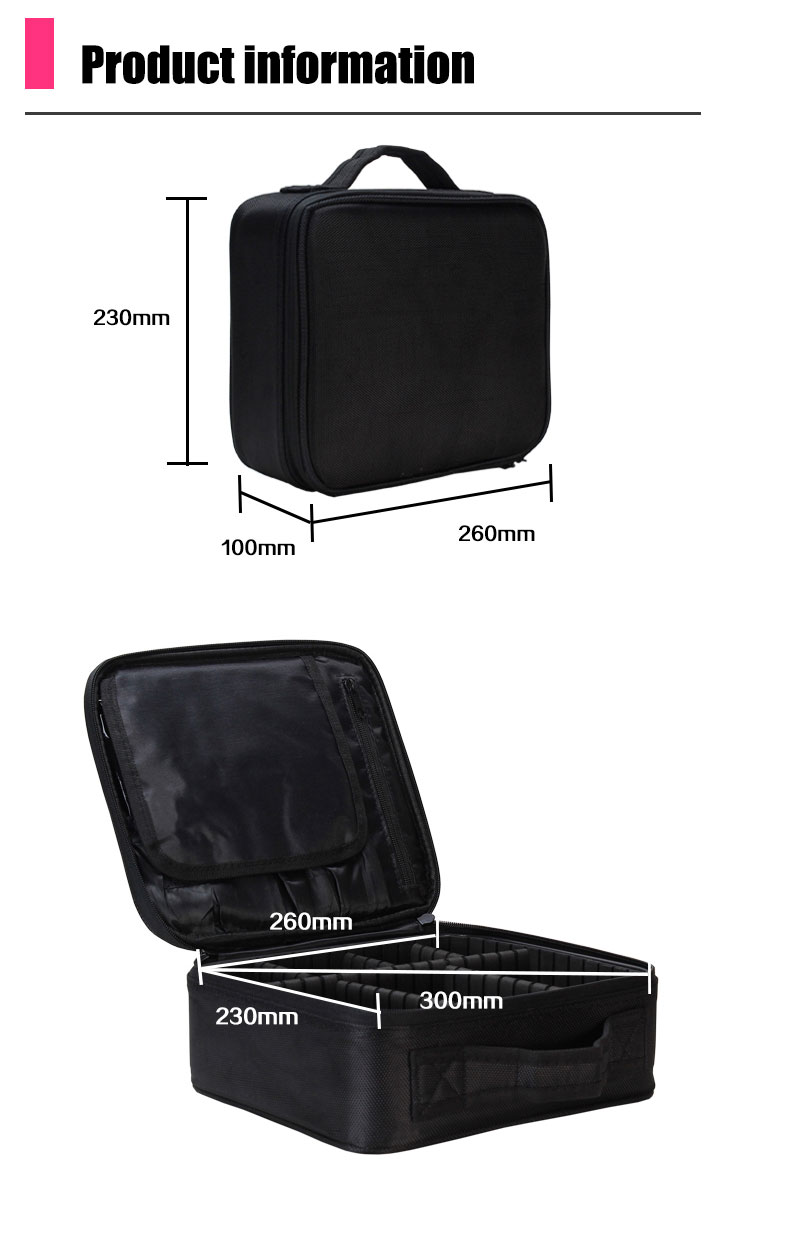 Mini Oxford black makeup brush bag detail 08