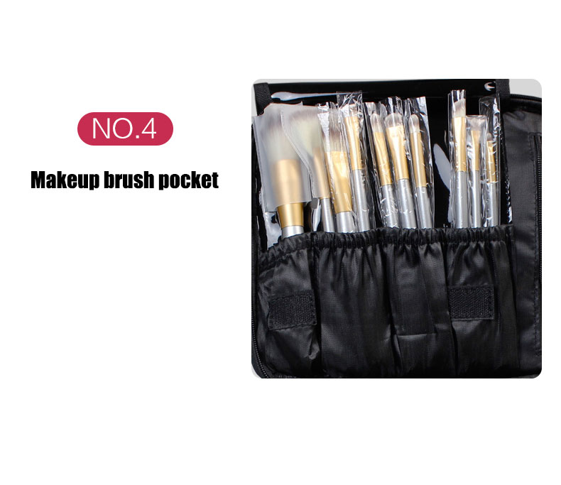 Mini Oxford black makeup brush bag detail 04