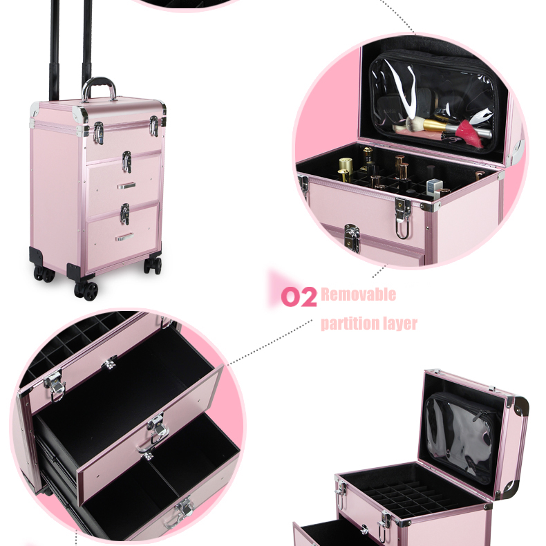rolling trolley makeup case