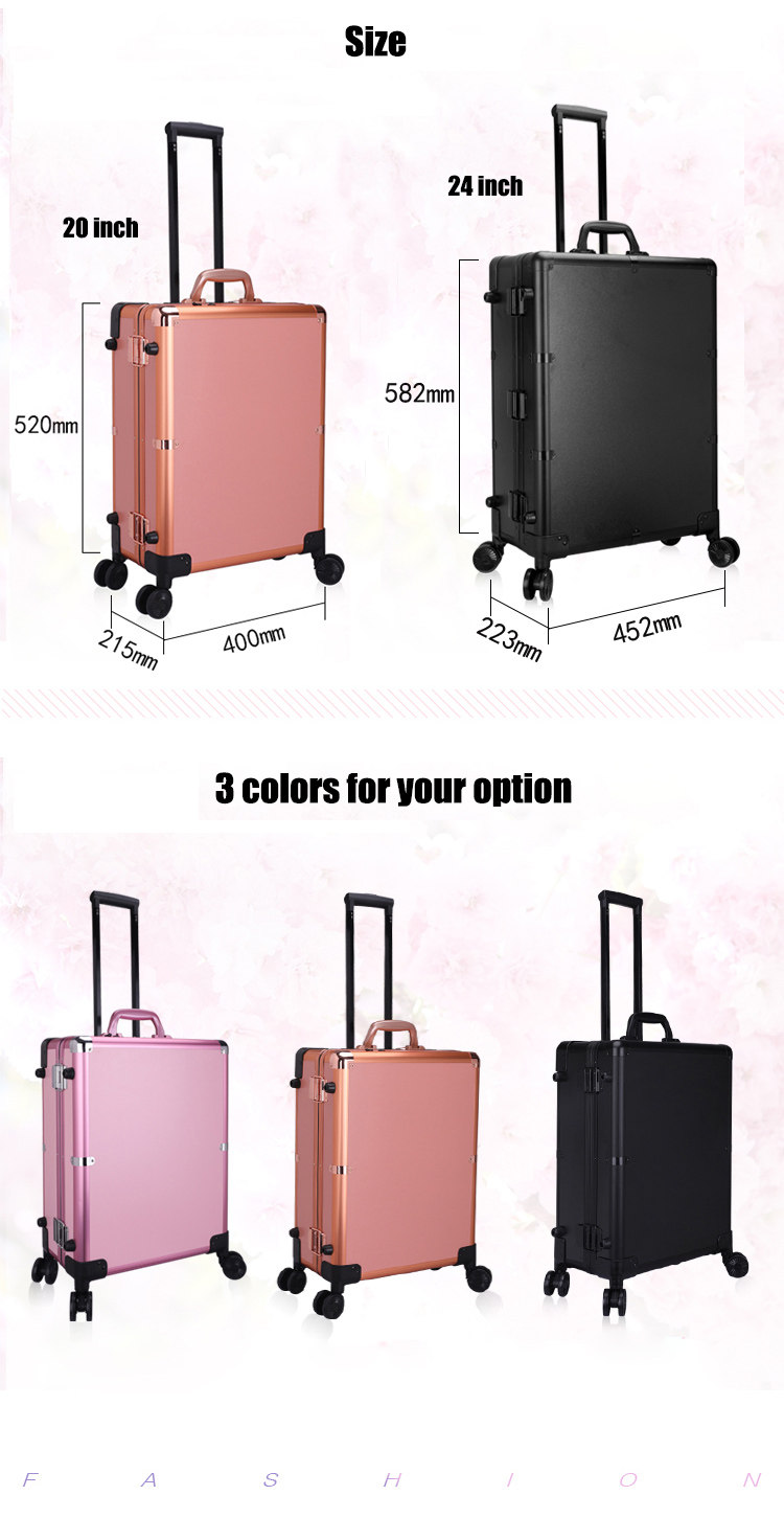 ABS+AluminumMakeup Organizer Case with insert LED light Mirror Detail 04