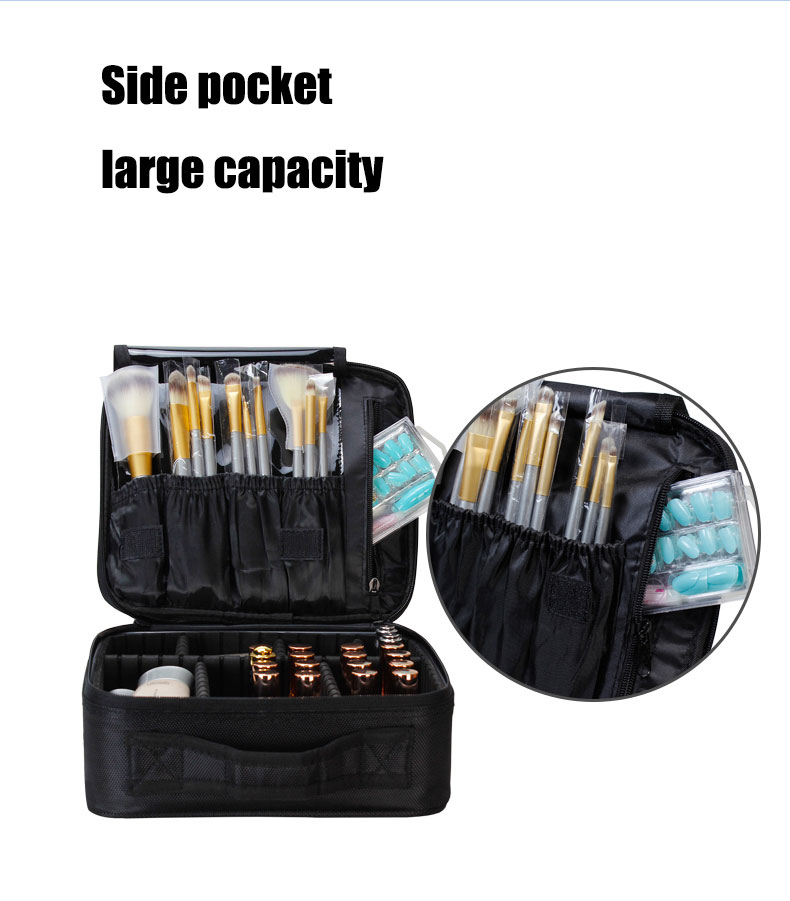 Mini Oxford black makeup brush bag detail 06