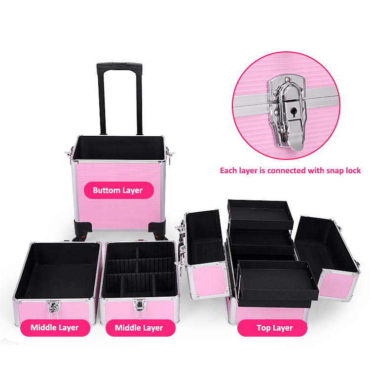4 in 1 rolling makeup train case detail 02