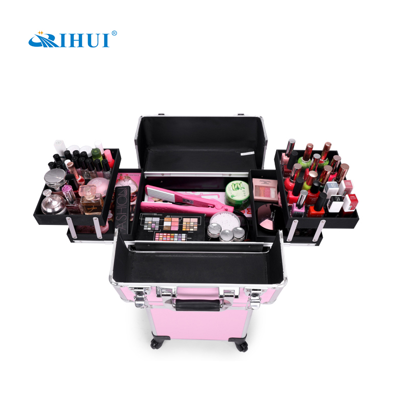 4 in 1 rolling makeup train case detail 07