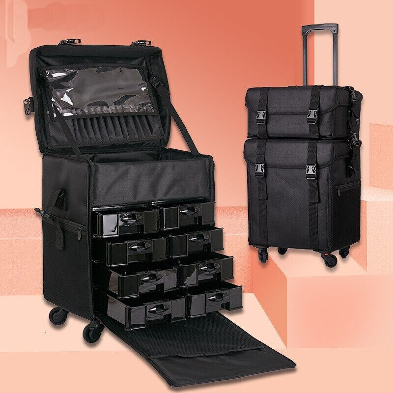 2 in 1 Soft sided Professional Makeup Case on Wheels