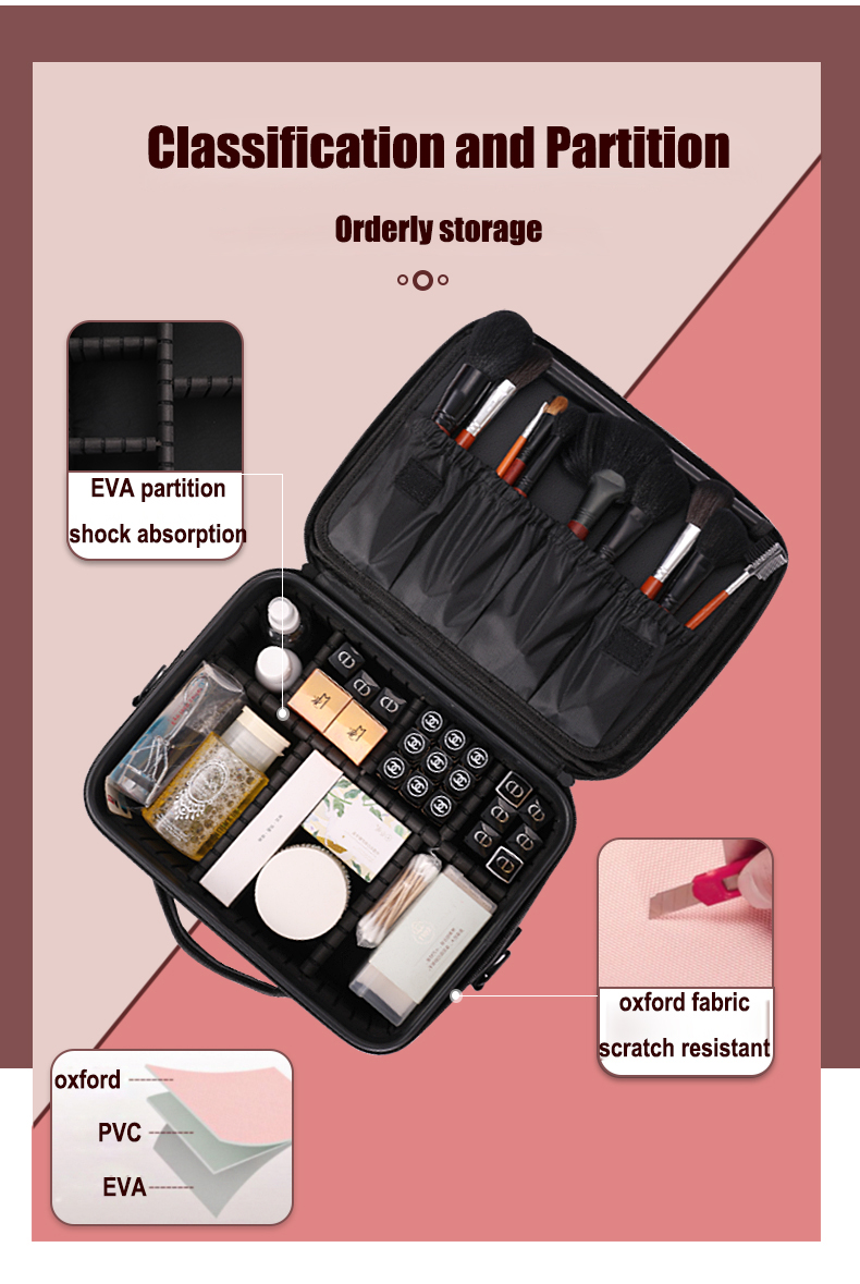 PU Cosmetics Train Case with Removeable LED Lighted Mirror detail 03