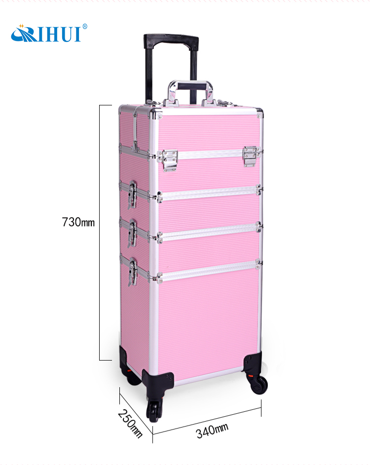 4 in 1 rolling makeup train case detail 10