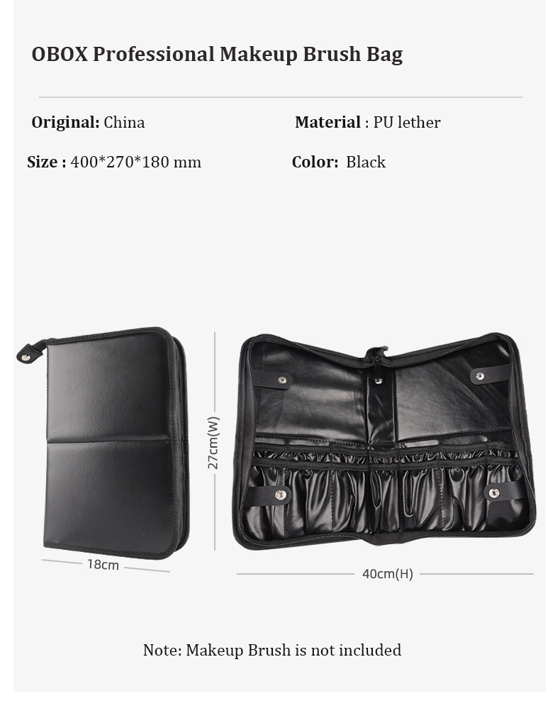 PU Professional Makeup Brush Bag Foldable Makeup Brush Bag detail 12