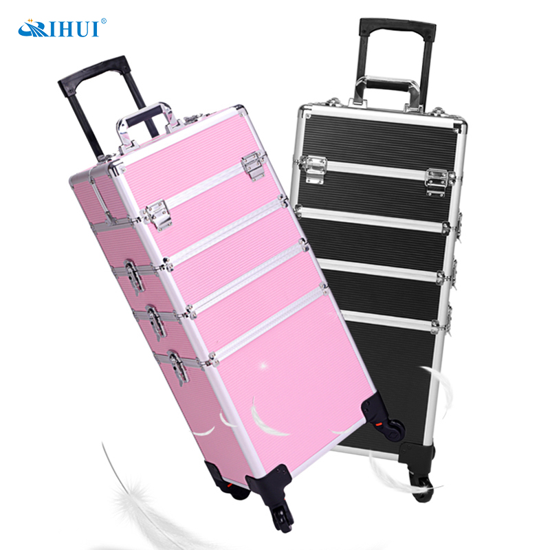 4 in 1 rolling makeup train case detail 08