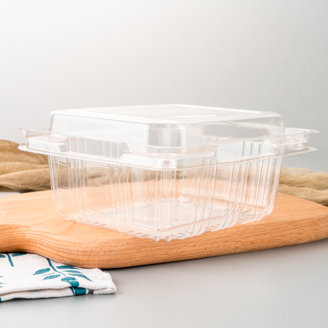Fruit PET OEM Clear Plastic Sheet Rectangle Disposable One Over The Other Stacked Packaging in Polybag + Export Carton Embossing