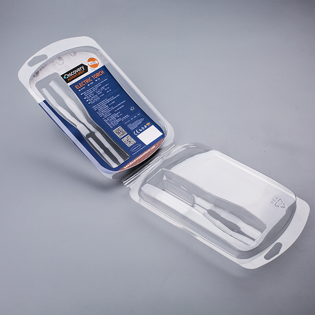 Customized Clear Electronic Double Blister Packaging Clamshell One Over The Other Stacked Packaging in Polybag + Export Carton