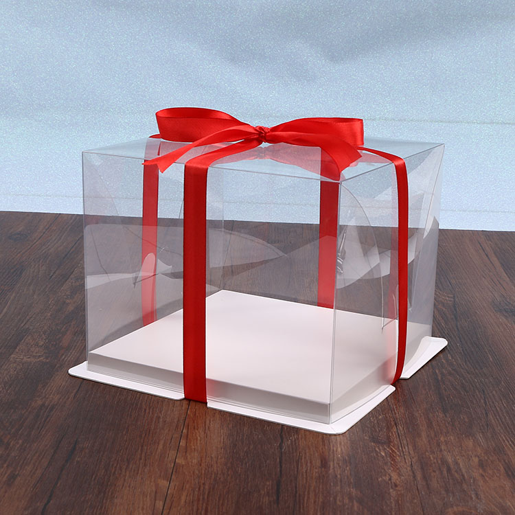 Cake Box Custom Good Quality Food Grade PET Clear Decoration Plastic PE Cake Packaging Customized Plastic PVC Dessert Recyclable