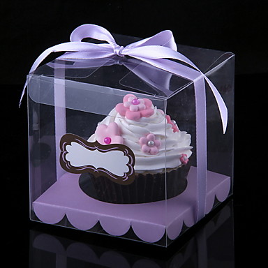 PET Cupcakes Packaging Box Clear Transparent Luxury Cake Packaging Art Paper Custom Recyclable 2000 Pieces Accept CN;GUA Square
