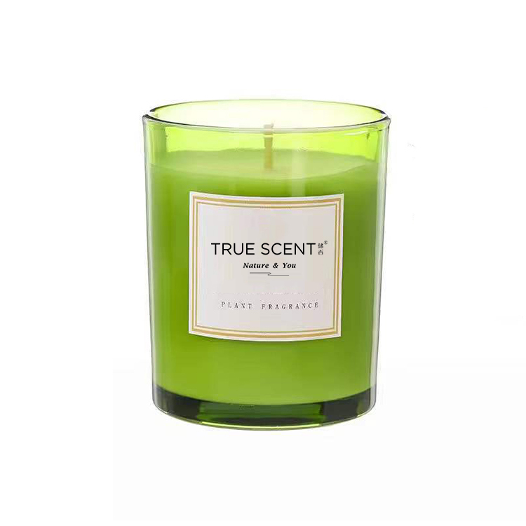 green glass candle jar