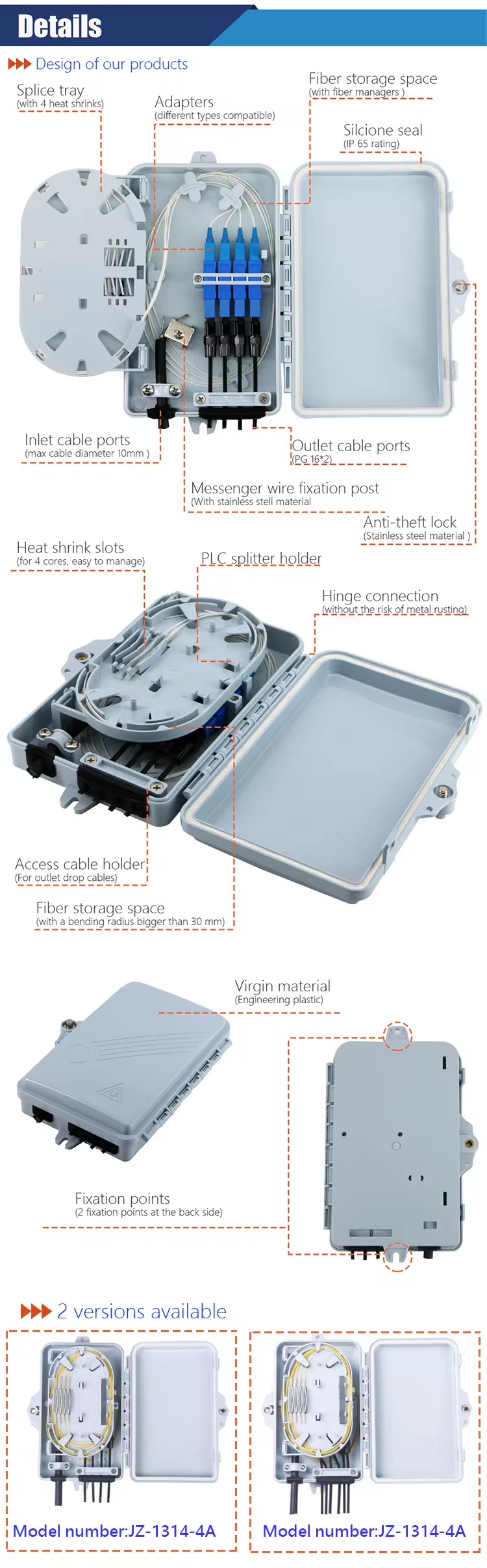 4 Ports FTTH Distribution Box