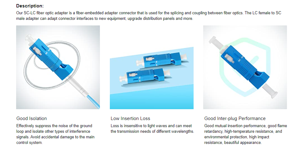 Hybrid SC Male LC Female Fiber Adapter