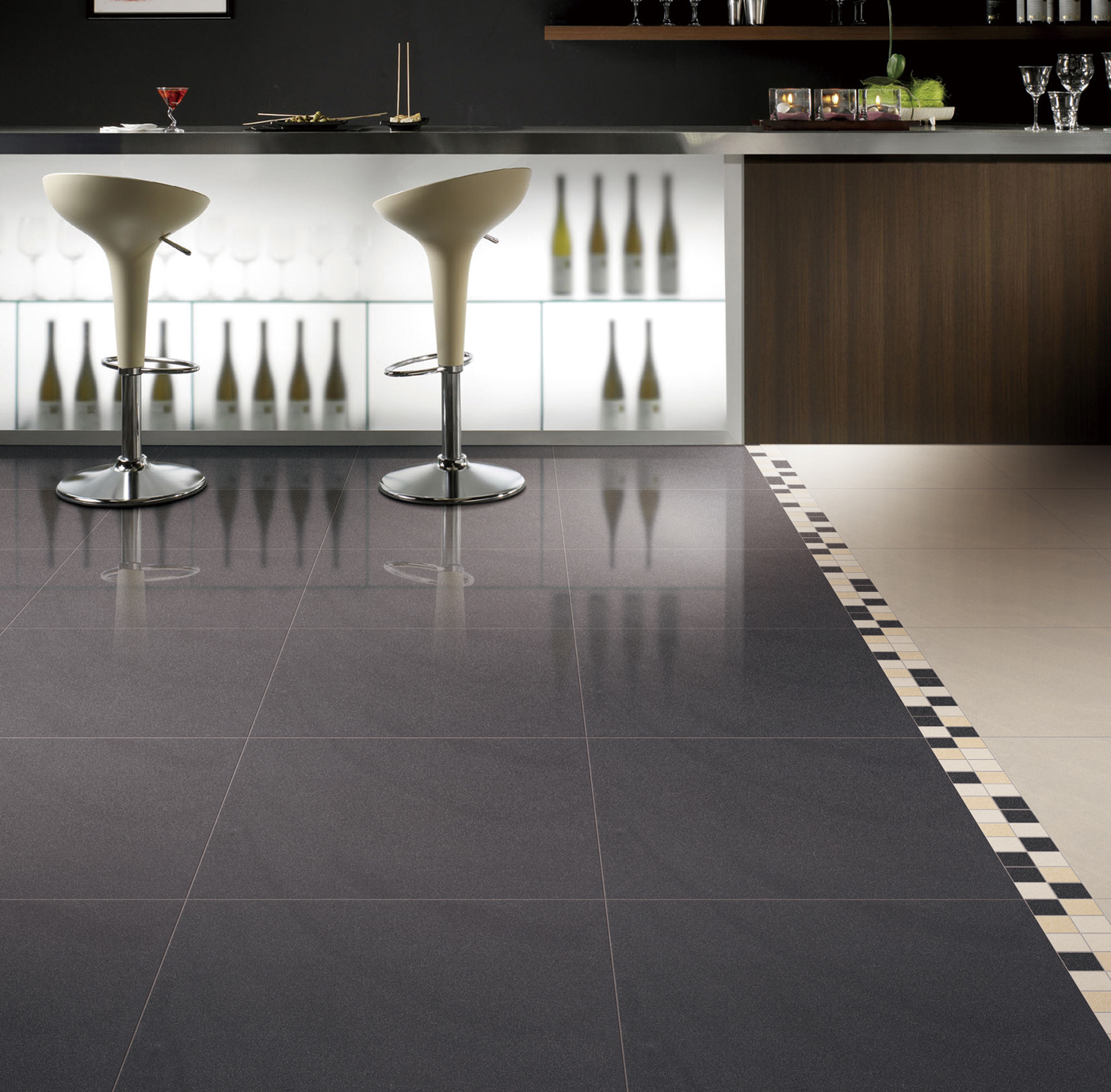 black sandstone polished kitchen floor tiles