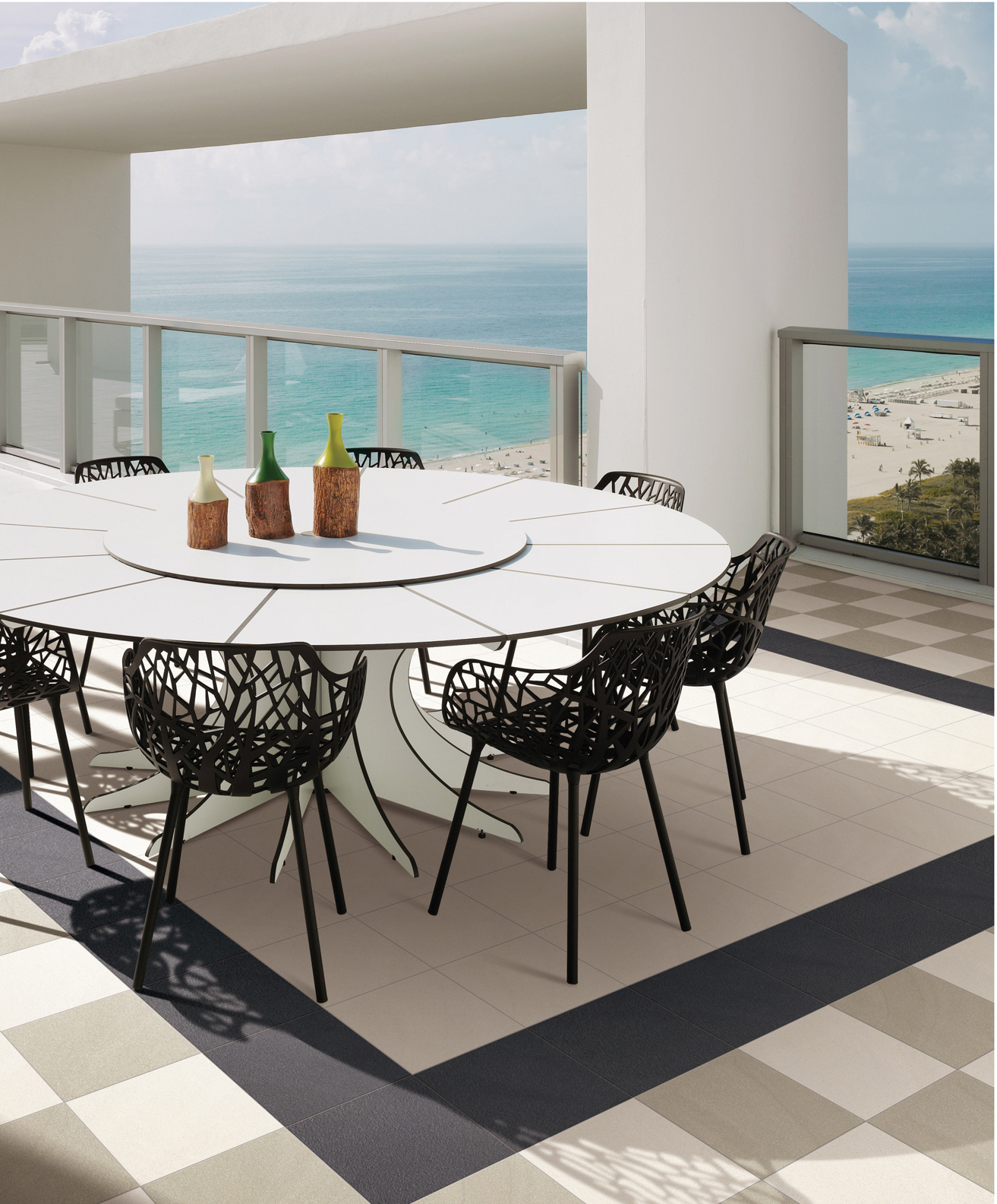 600x600mm black and white matt outdoor floor tiles