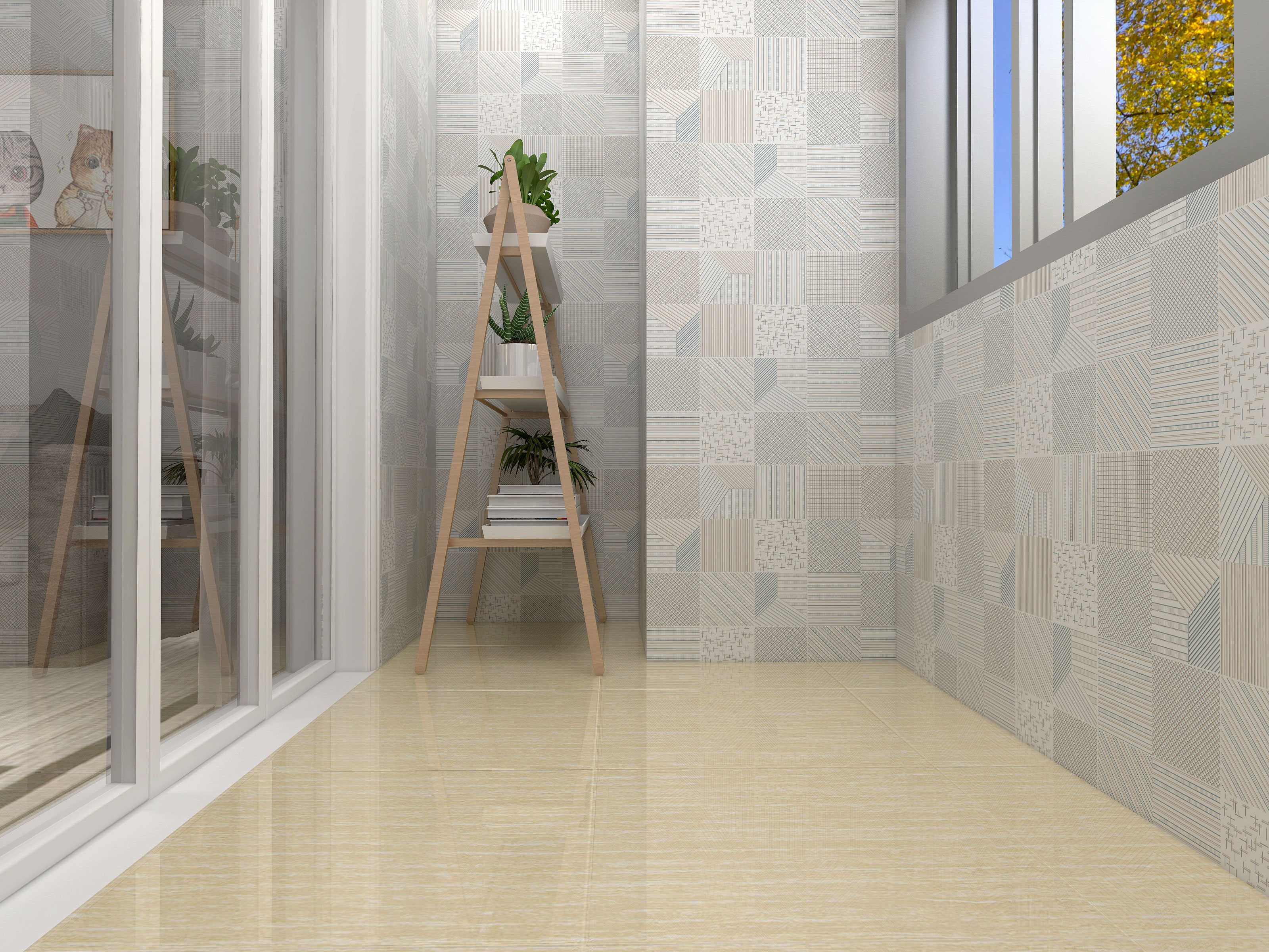 600x600mm living space white floor tiles