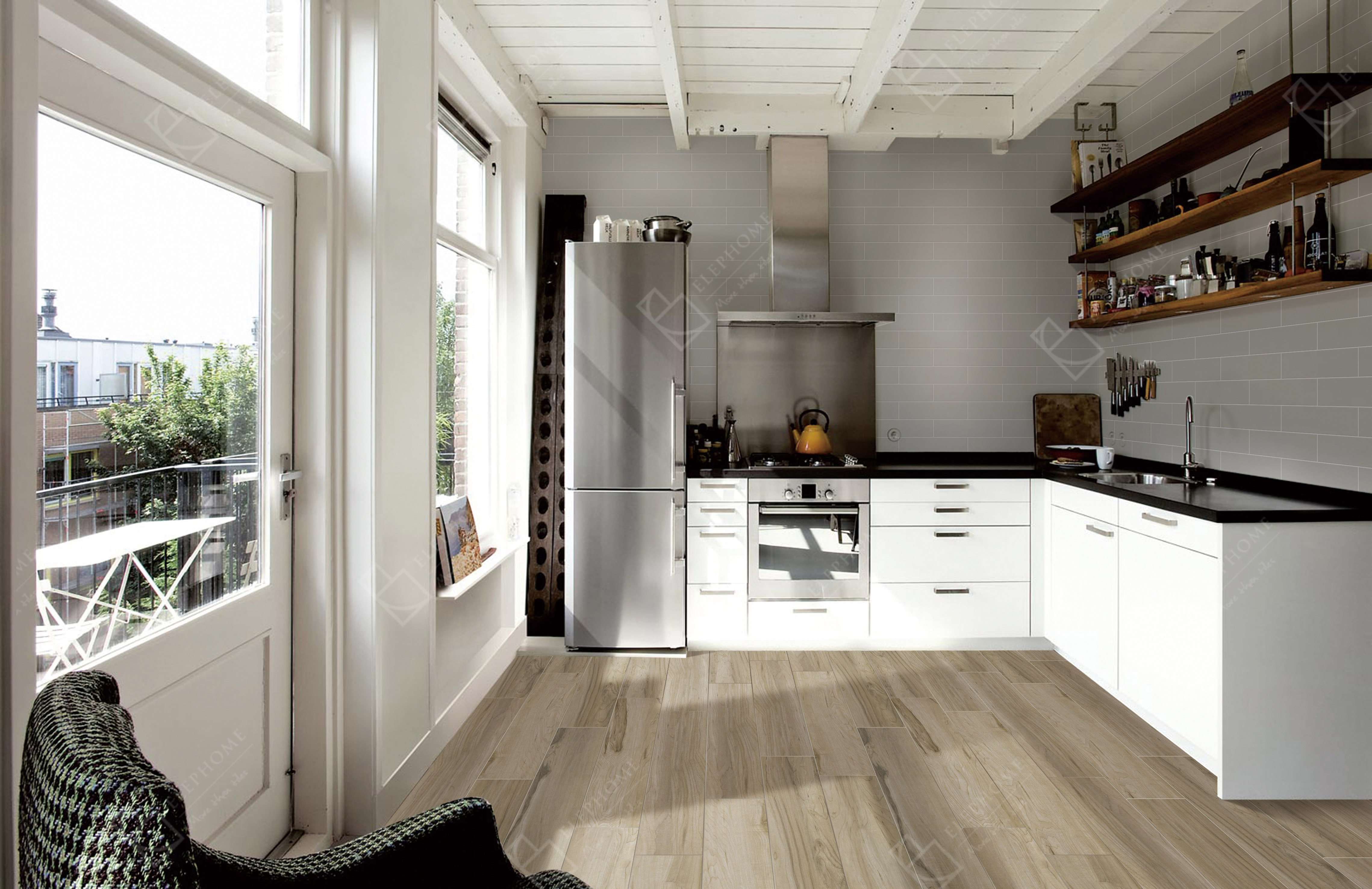 150x900mm kitchen beige wood look floor tiles