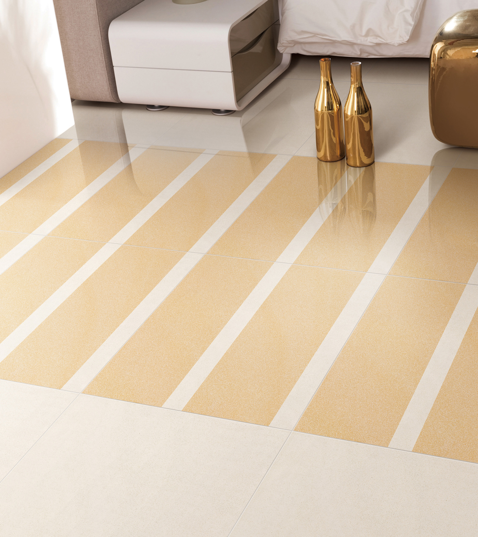 beige sandstone polished floor tiles