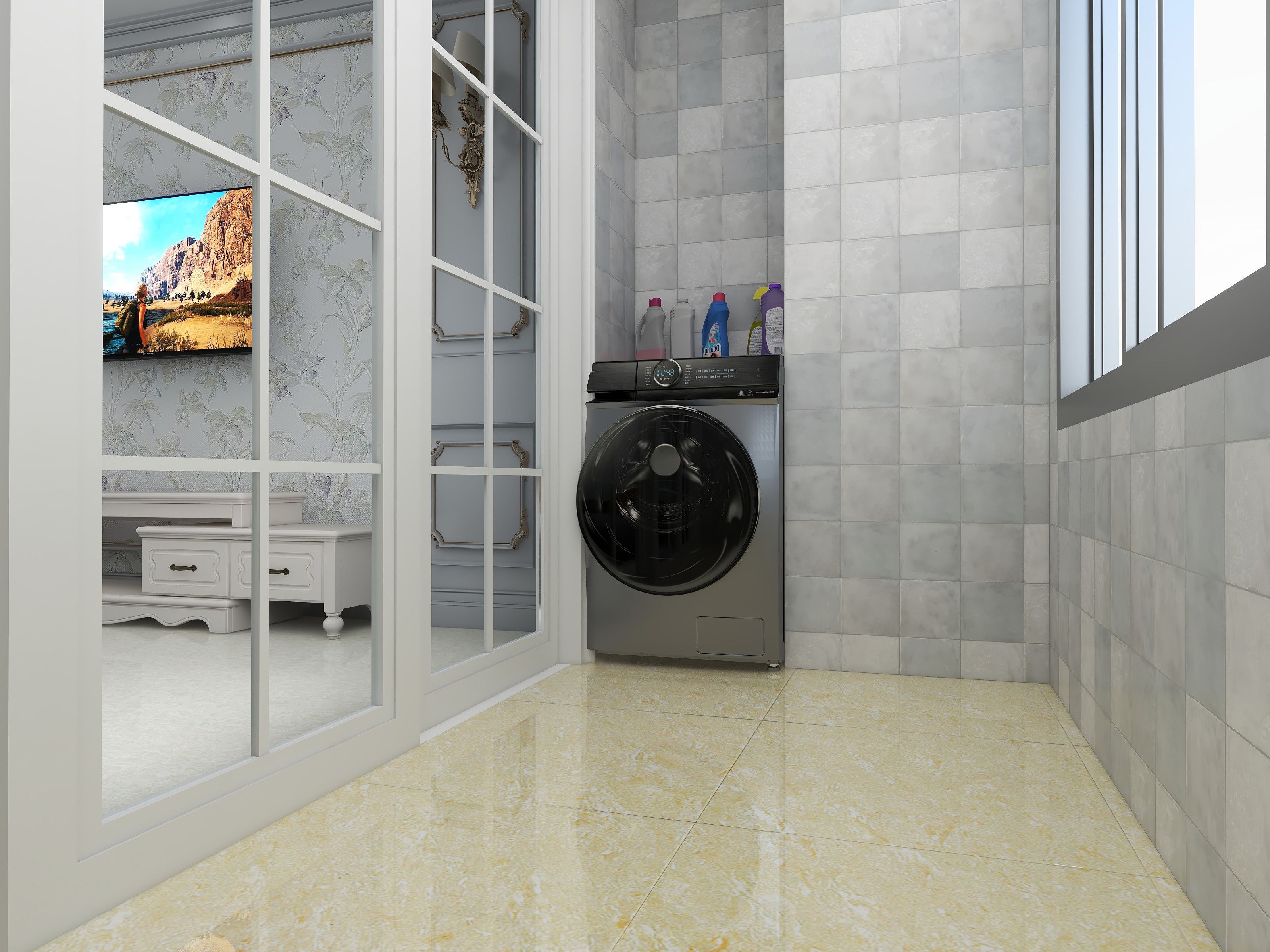 600x600mm living space yellow polished floor tiles