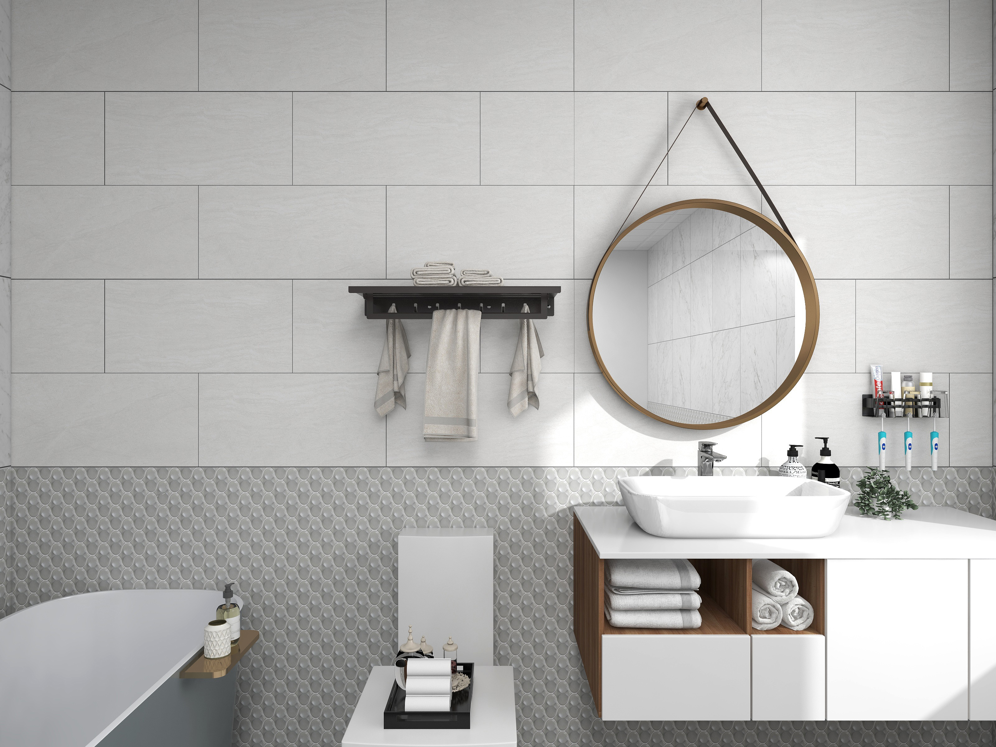 300x600mm bathroom white wall tiles
