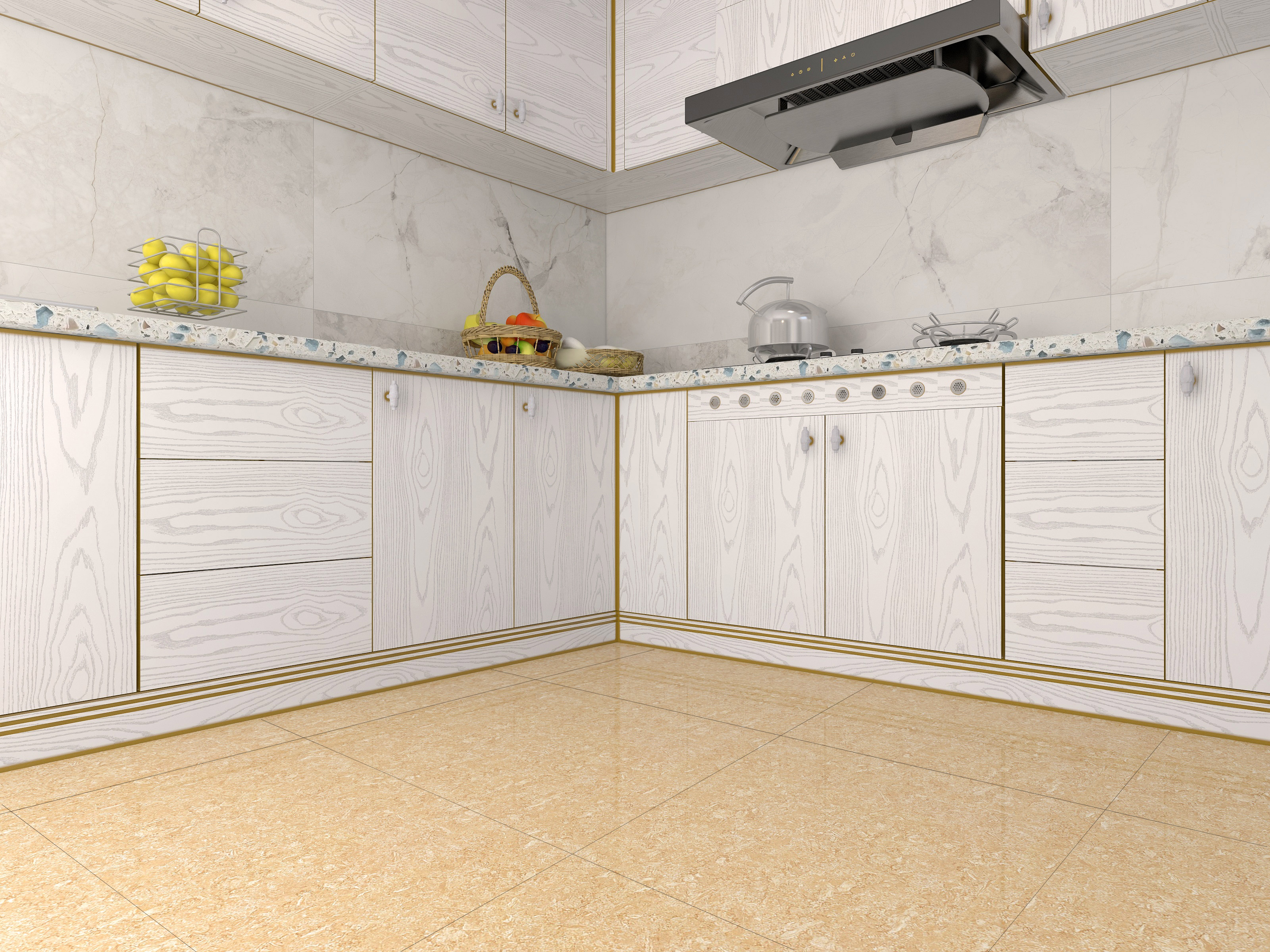 600x600mm kitchen yellow polished floor tiles