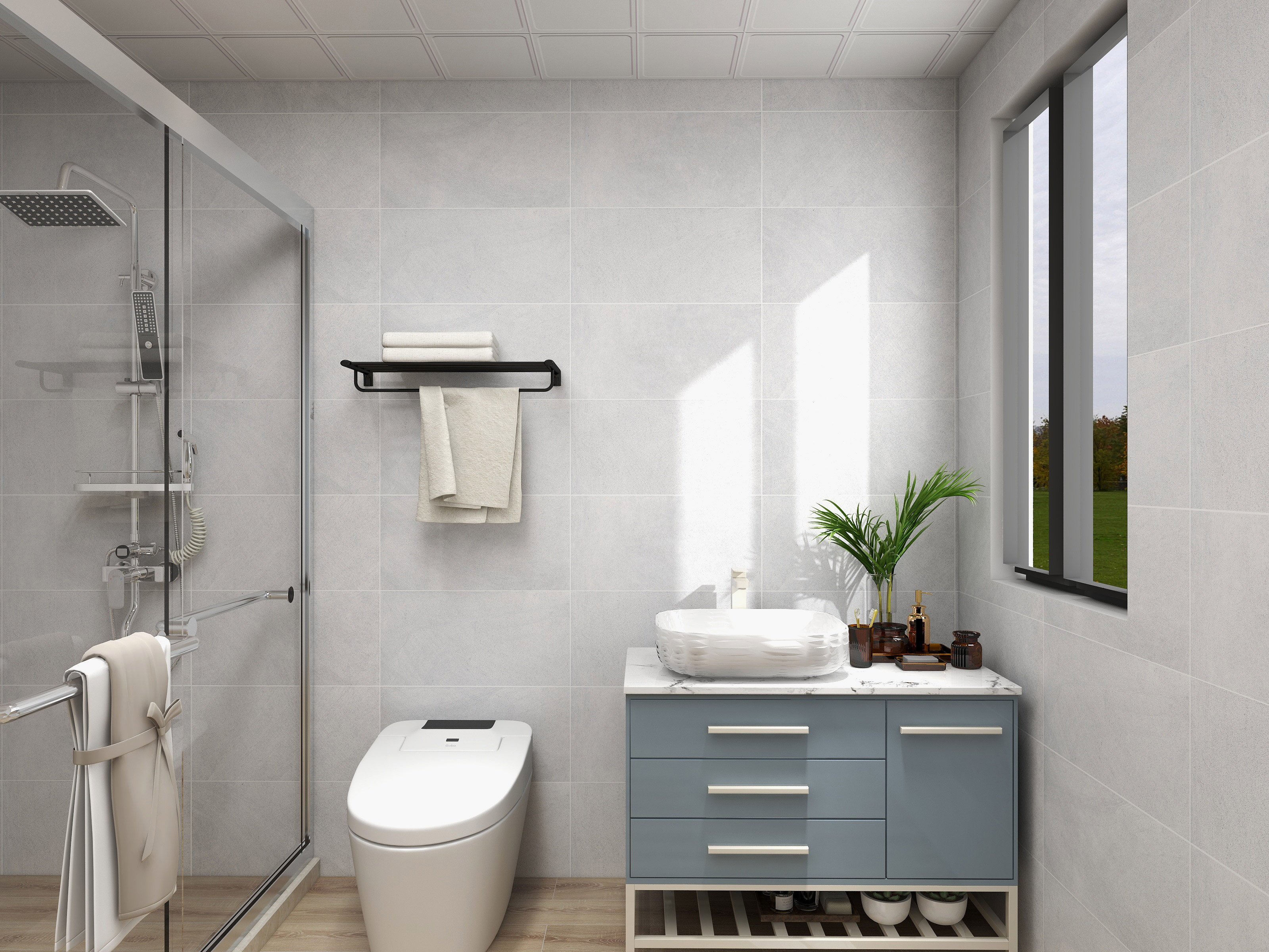 300x600mm bathroom grey wall tiles