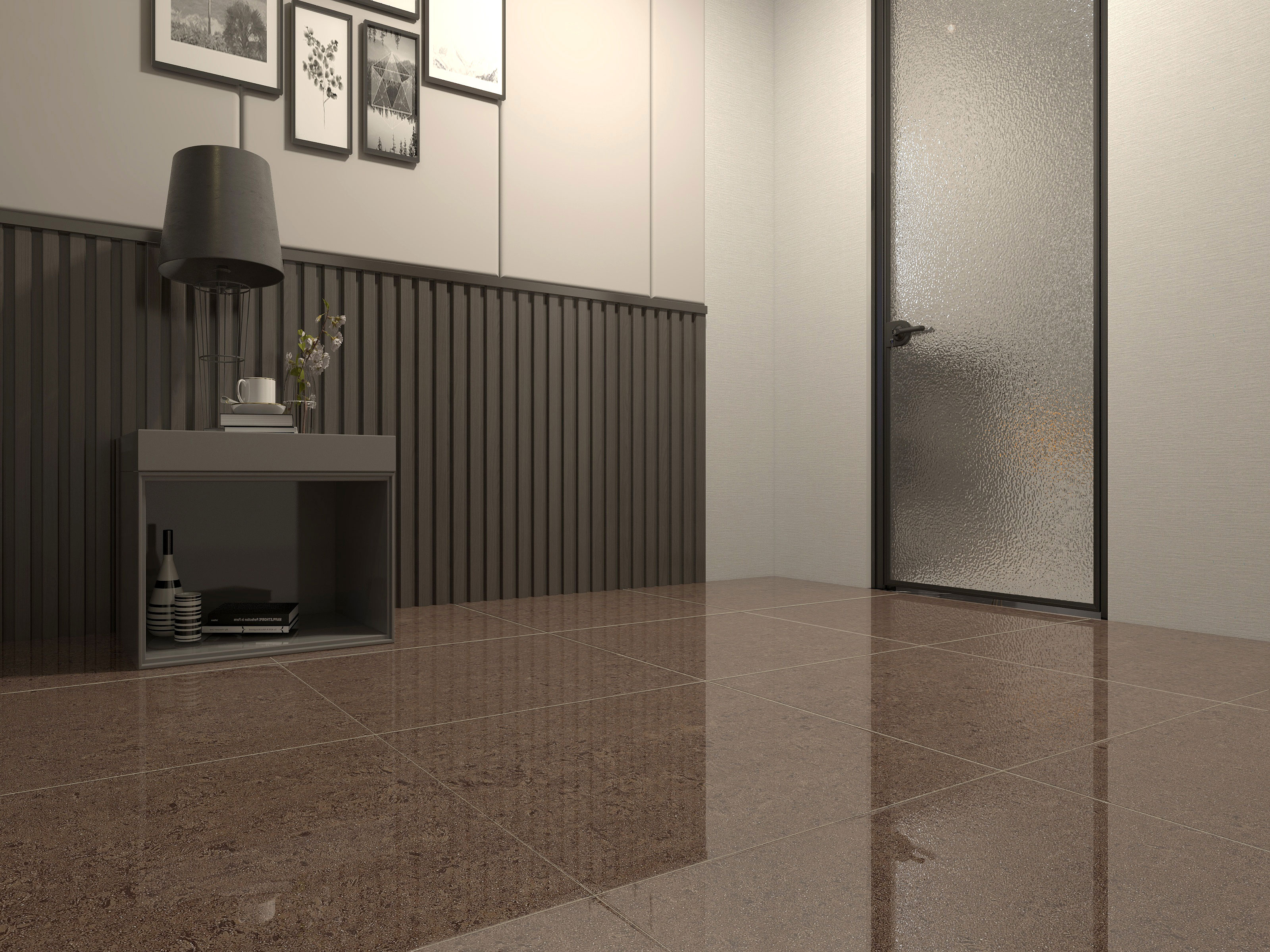 600x600mm living space brown glossy floor tiles