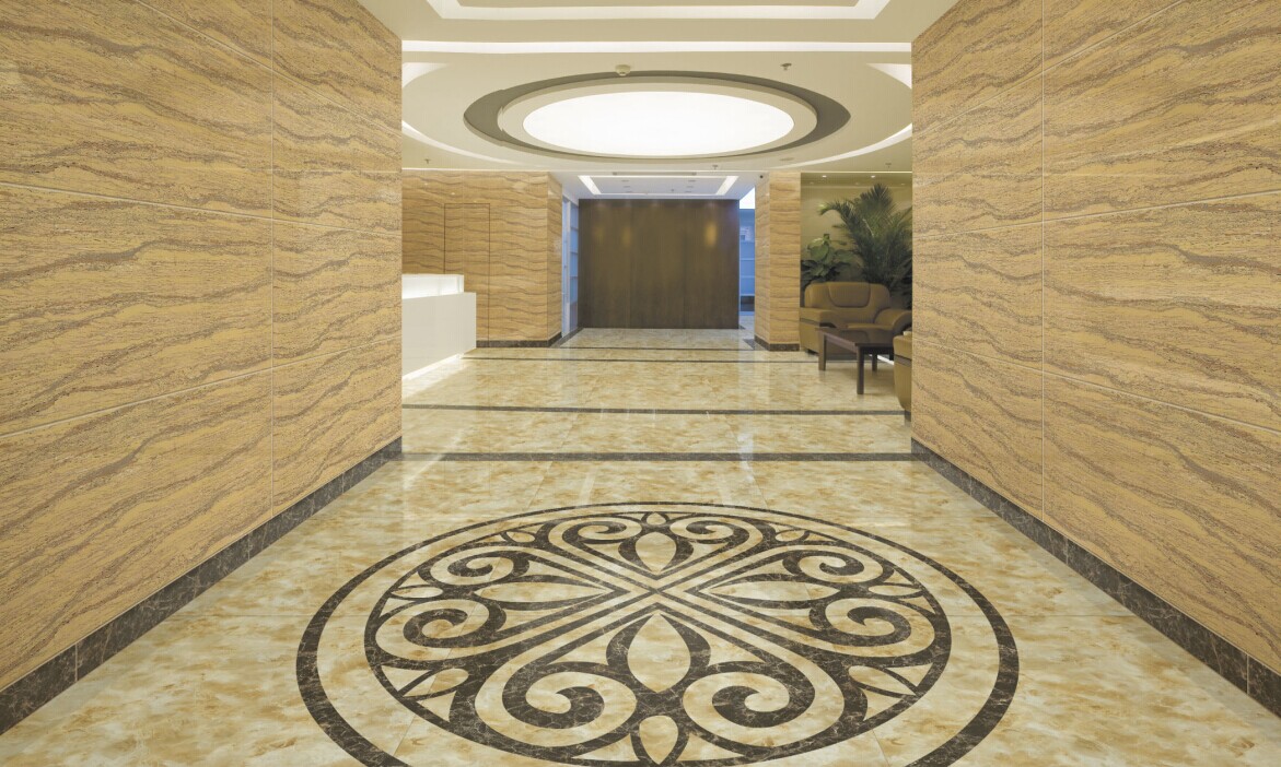 300x600mm yellow polished wall tiles