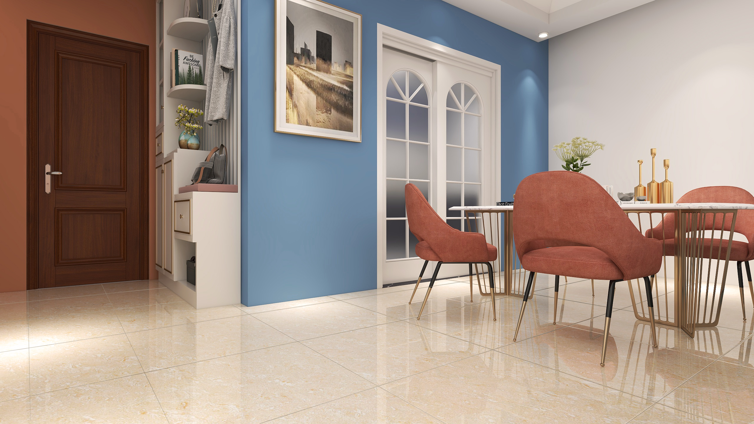 600x600mm kitchen beige polished floor tiles