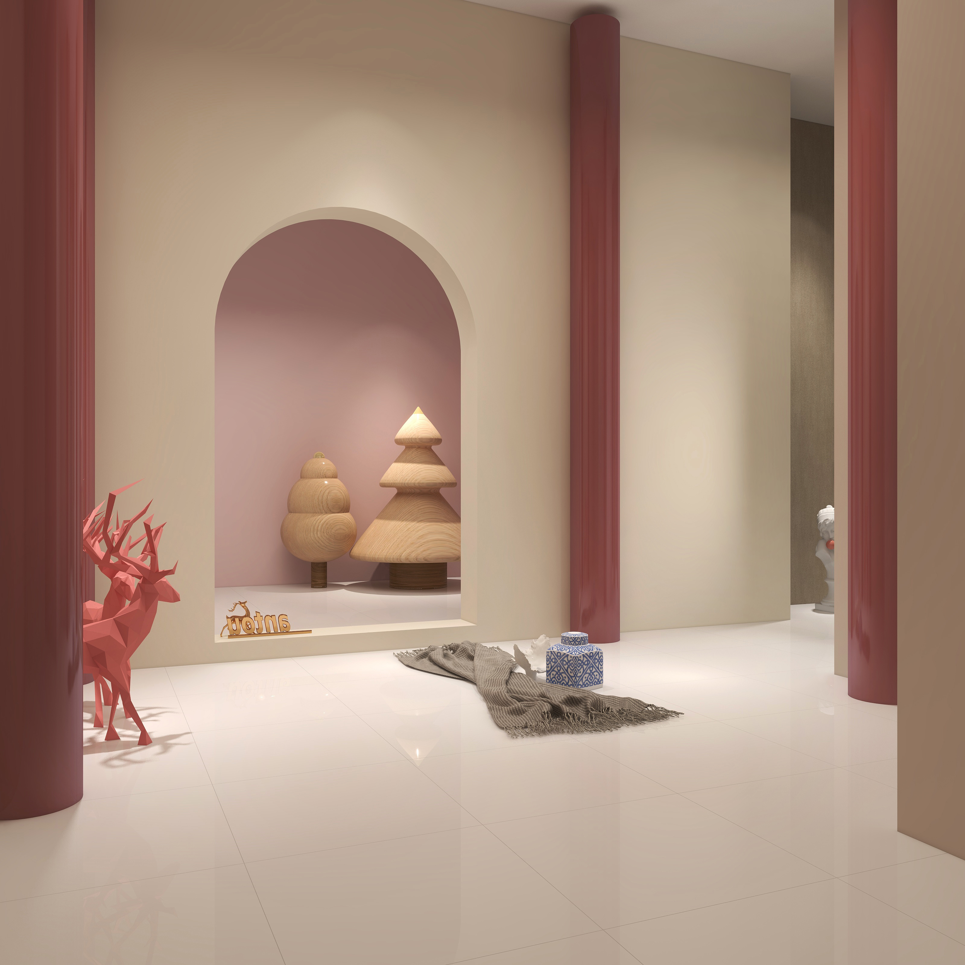white polished floor tiles