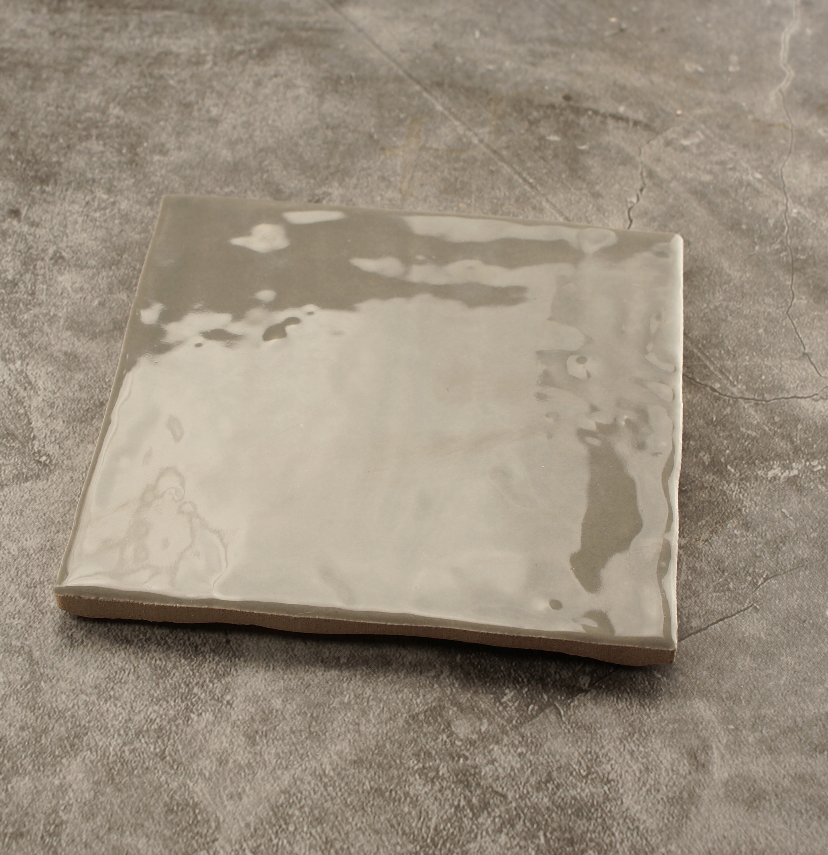 grey glossy 4x4 handmade tile