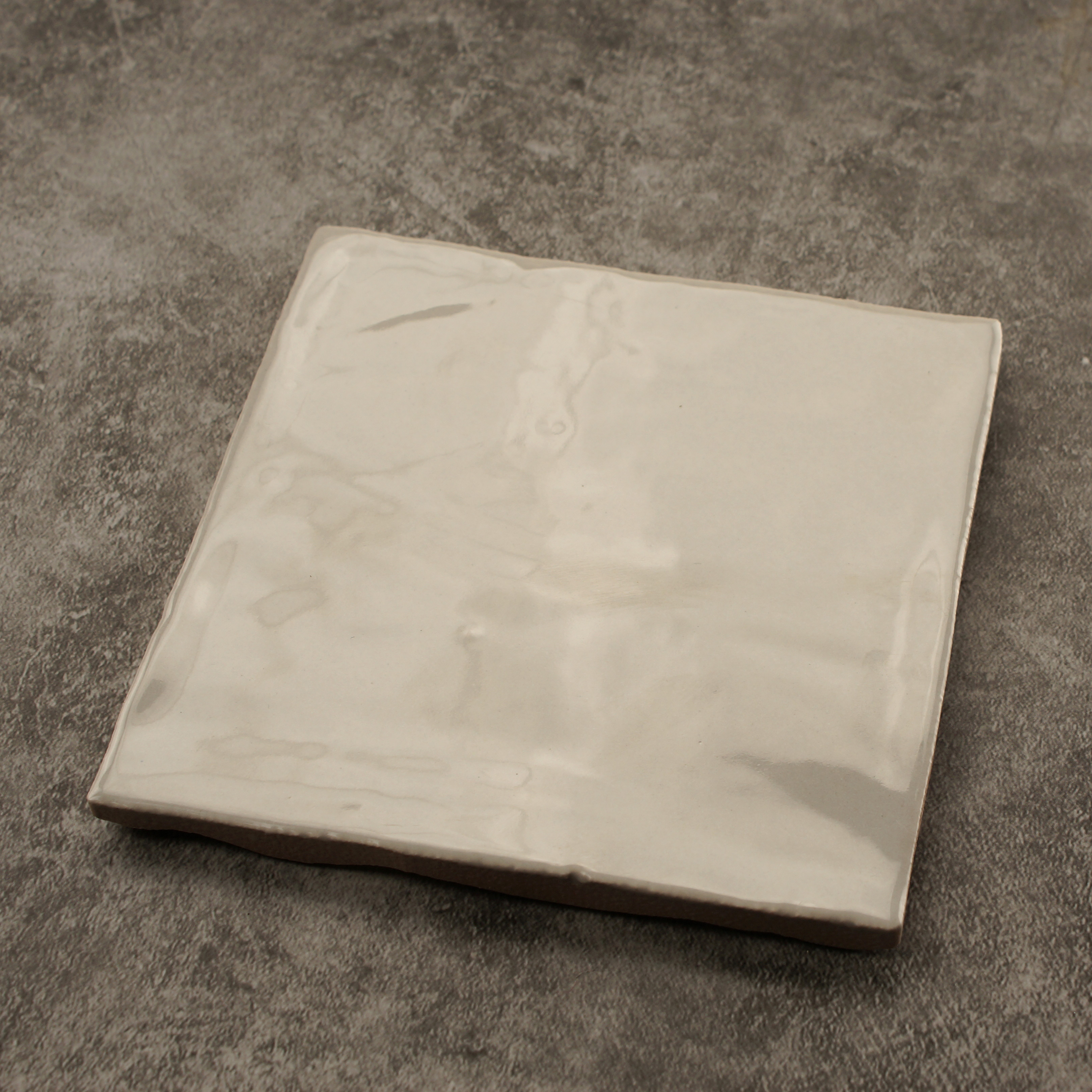 light grey glossy 4x4 handmade tile