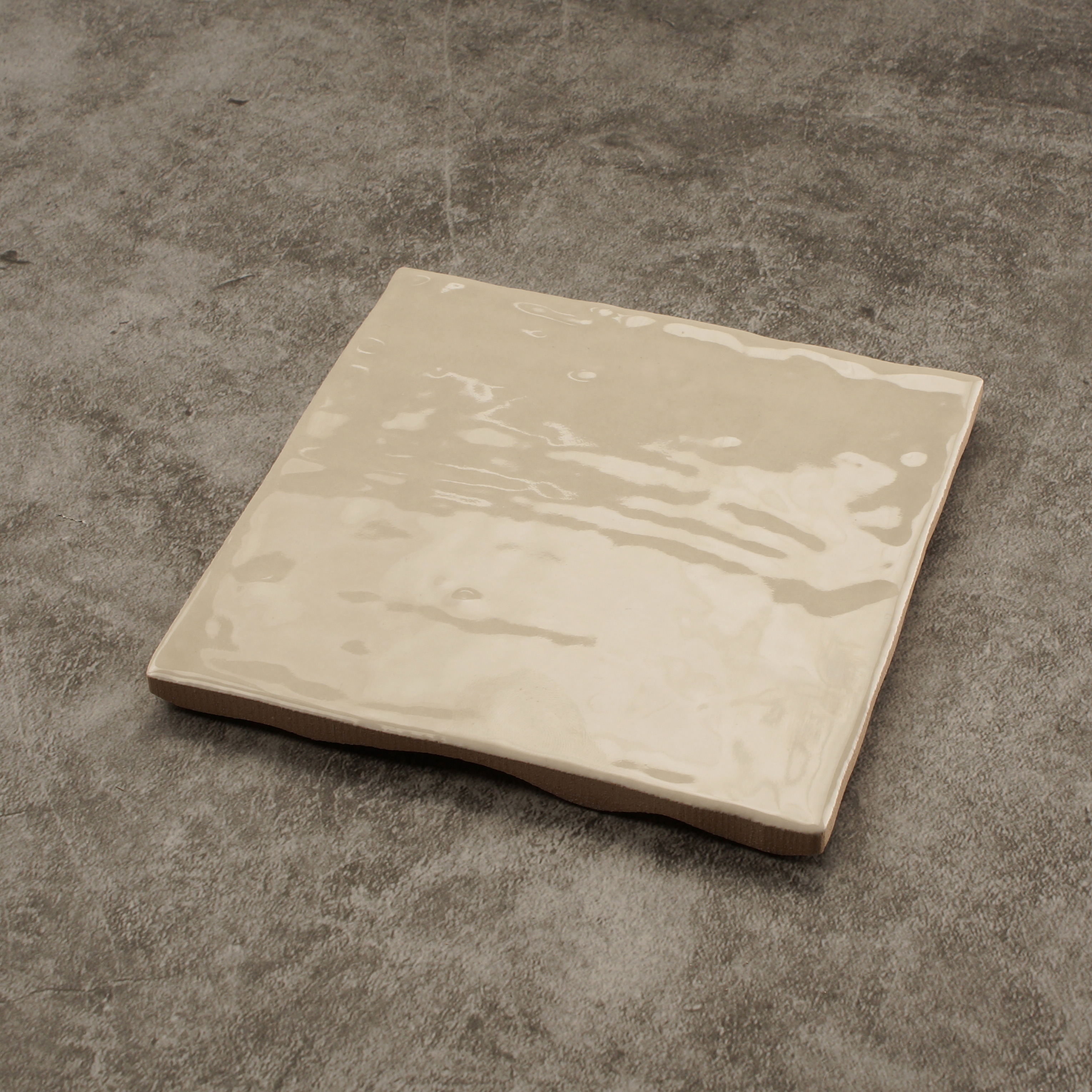 beige glossy 4x4 handmade tile