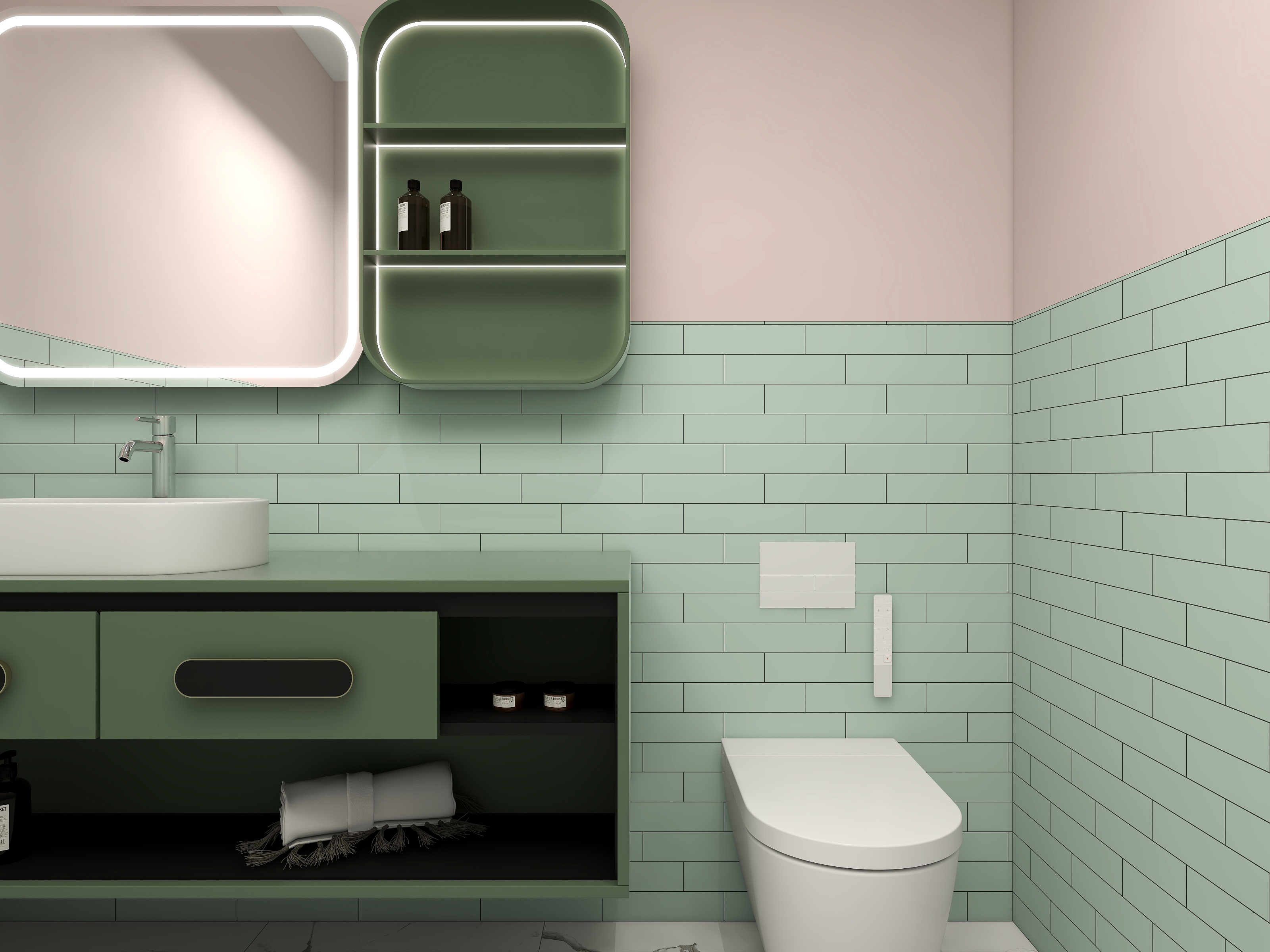 65x265mm bathroom green wall tiles