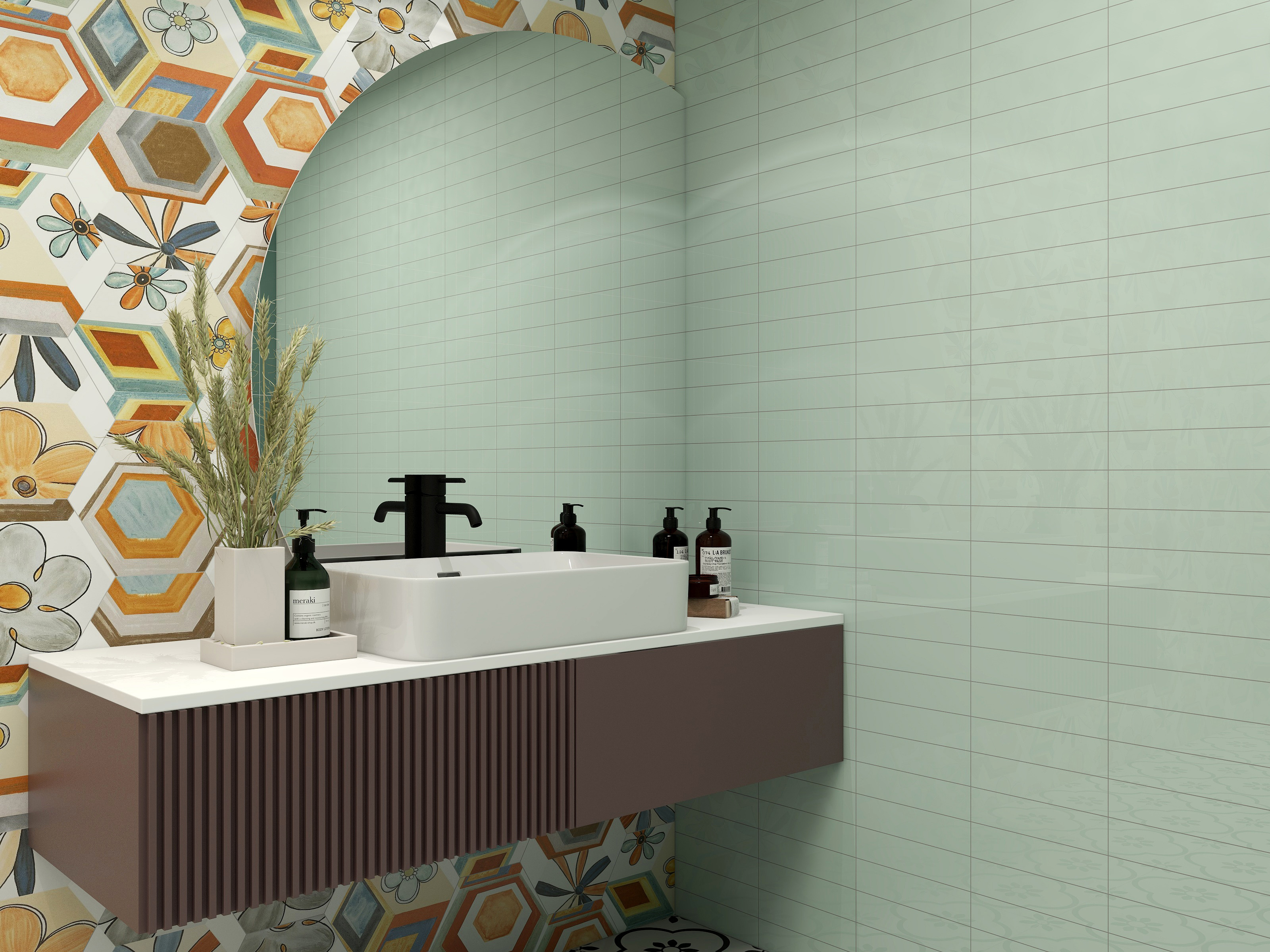 65x265mm bathroom green wall tiles