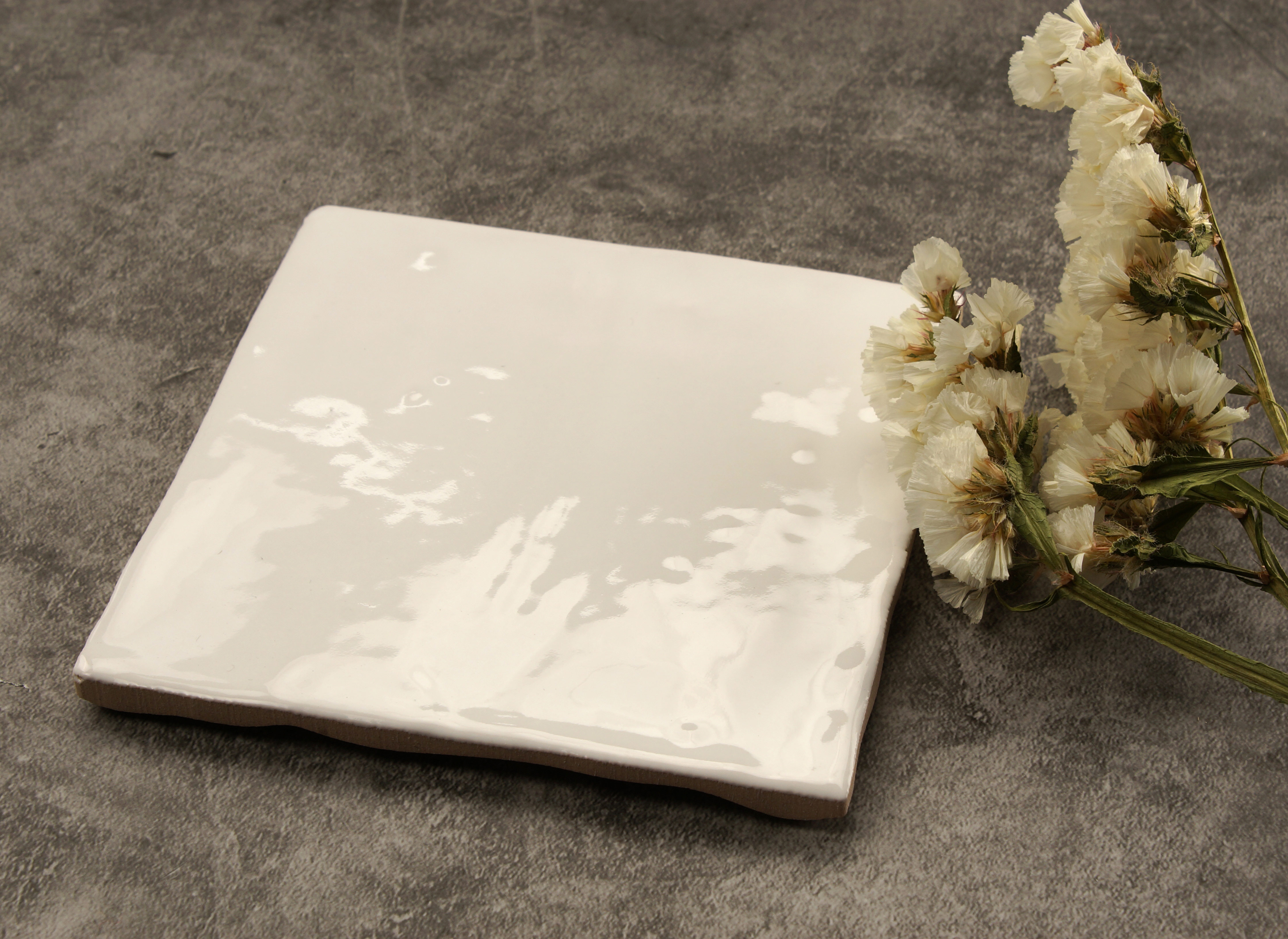 white matt 4x4 handmade tile