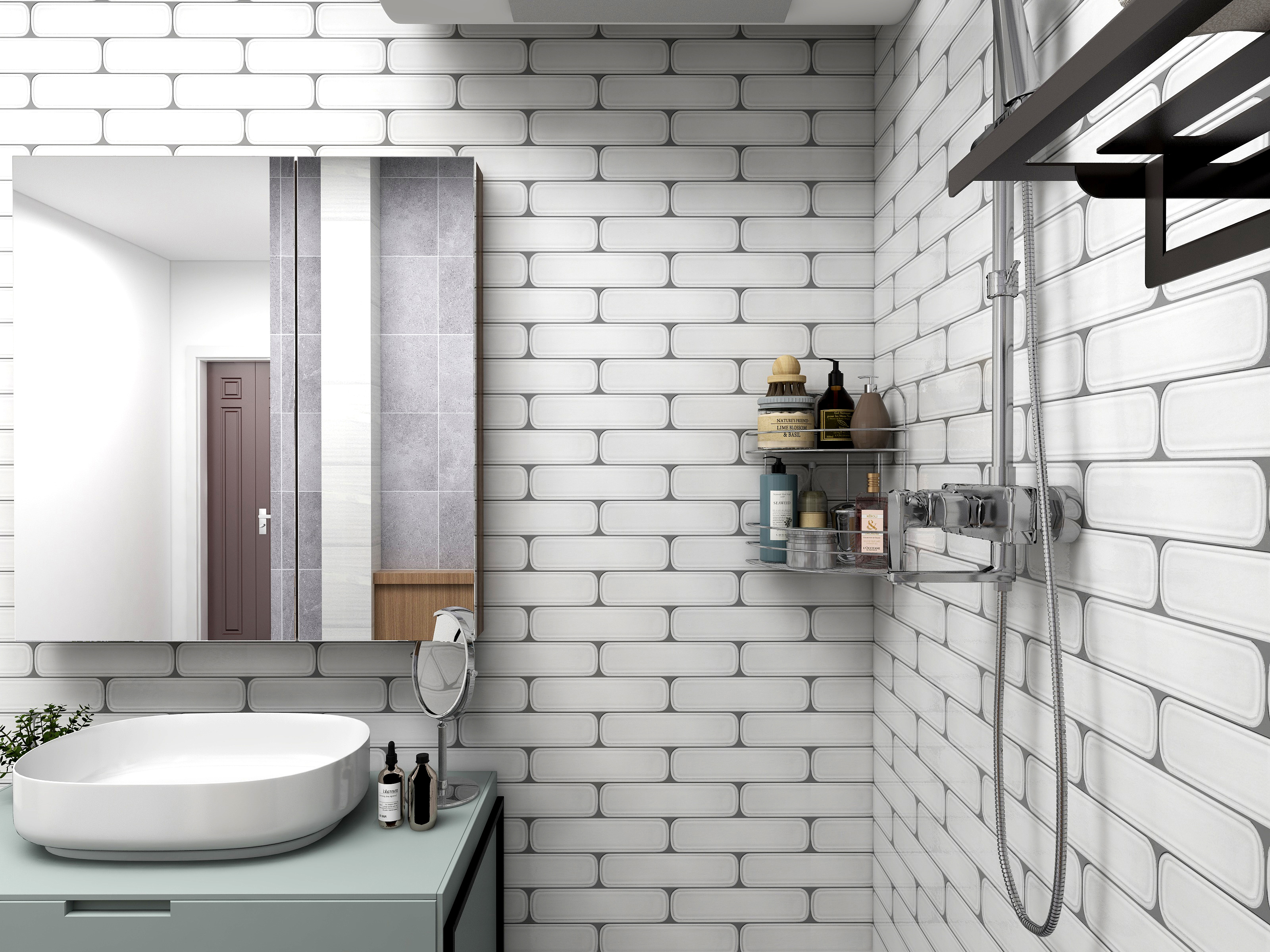 65x265mm snow white bathroom handmade wall tiles